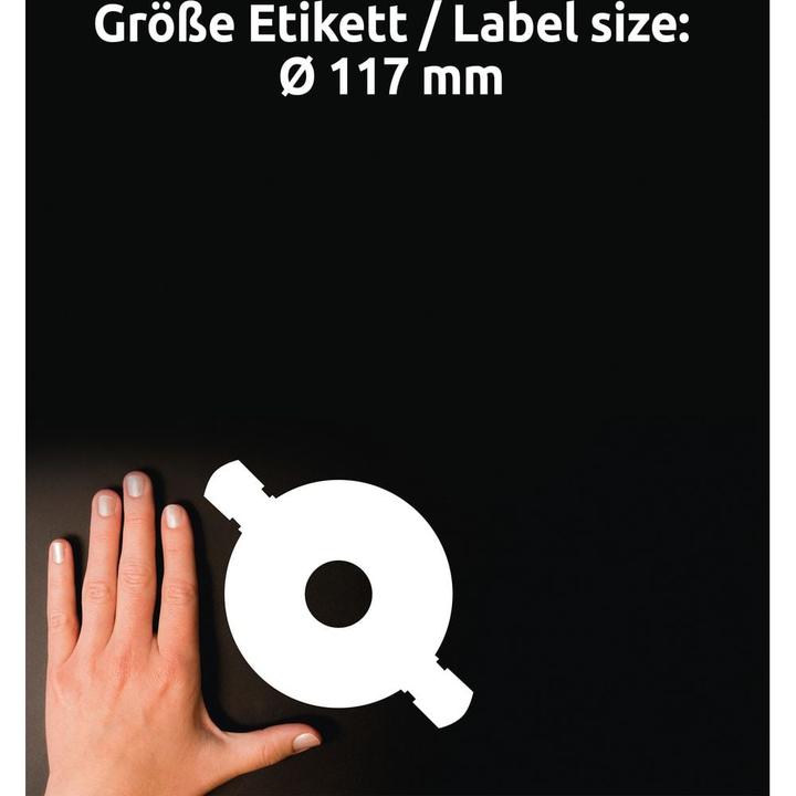 Produktbild Avery CD-Etiketten L6043-100 Ø 117 mm, Klebehaftung: Permanent