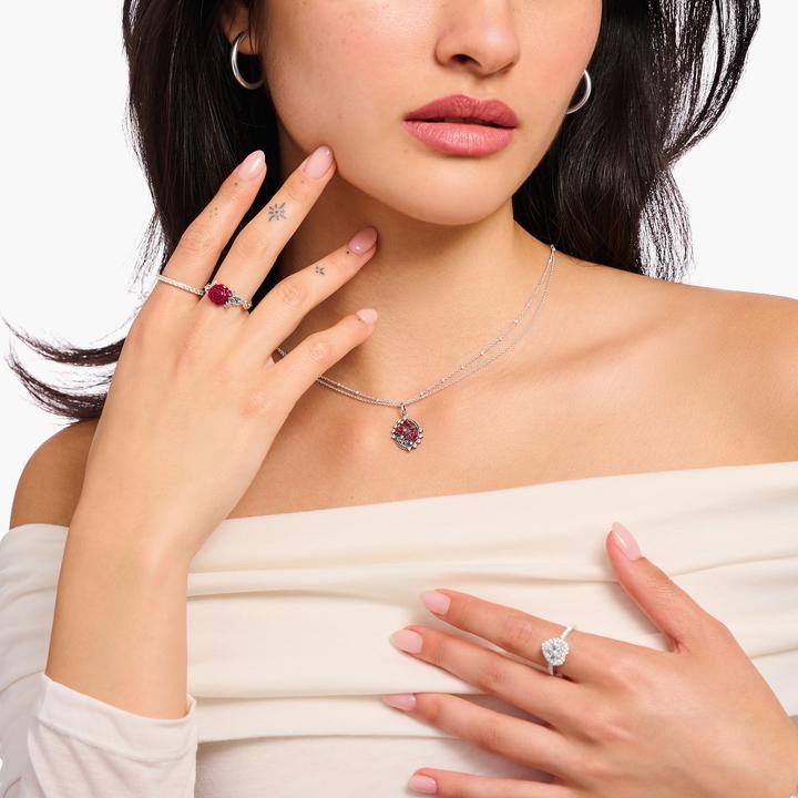 Actual product image Thomas Sabo Necklace with Roses Romance pendant (925 silver, Enamel, 40 - 45 cm)