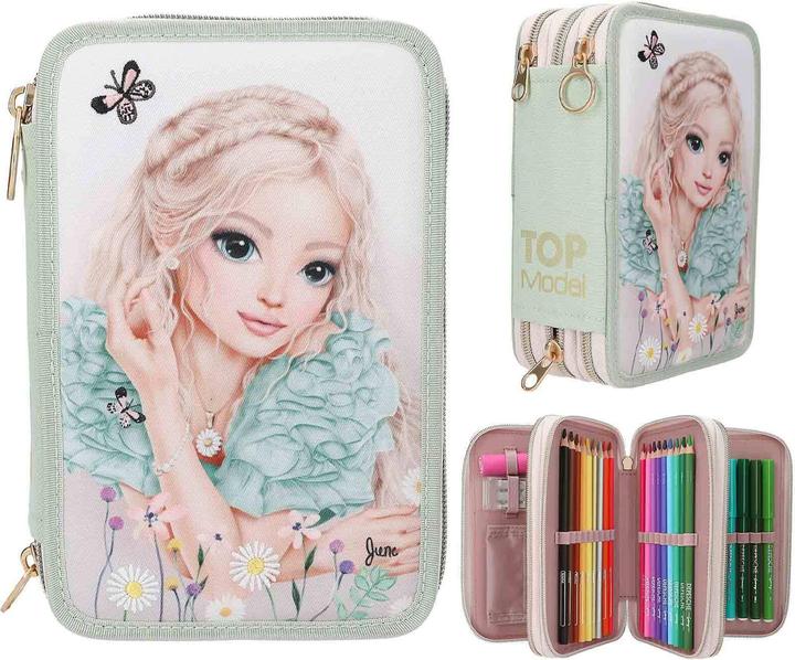 Actual product image Top Model Topmodel - TOPModel Triple Pencil Case SUMMER FEELING - Sage Green (413303)