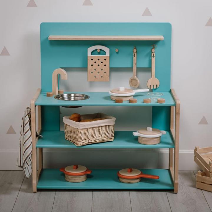 Actual product image Activity Board Waldorf Atmosphere, Kitchen Play Set, Children's Wooden Play Kitchen - Mint