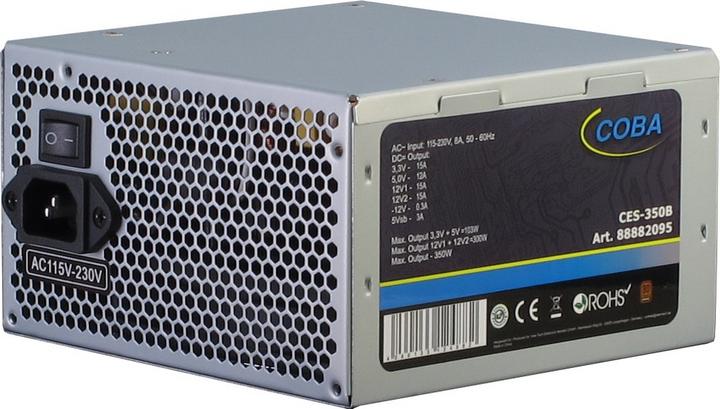 Intertech Coba CES-350W 82+ ATX Netzteil 350W Luefter 120mm 1x PCI E 6+2 polig 3xS ATA 1x EPS 8 polig 1x FD... (350 W)