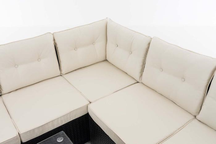 Produktbild Swisshandel24 Eckgarnitur Sierra Flachrattan cremeweiss, schwarz