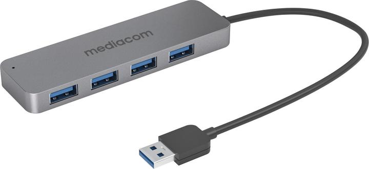 Actual product image Mediacom MD-U102 USB 3.2 Gen 1 (3.1 Gen 1) Type-A interface hub 5000 Mbit/s Aluminium (USB-C, 4 Ports)