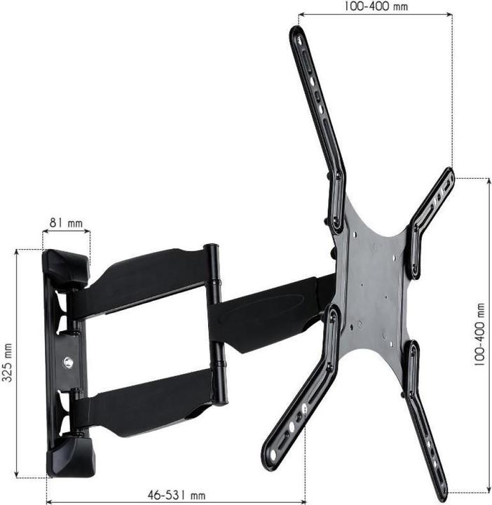 Image du produit Techly Kit de fixation (fourche d'interface, 3 articulations, support mural à bras pivotant) - pour (Mur, 55", 30 kg)