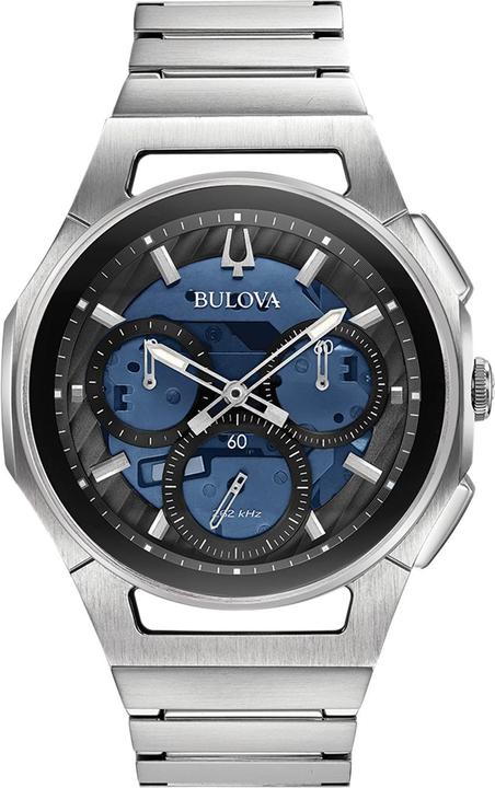 Actual product image Bulova CURV 96A205 Horloge - Staal - Zilverkleurig - 41 mm (Chronograph, 44 mm)