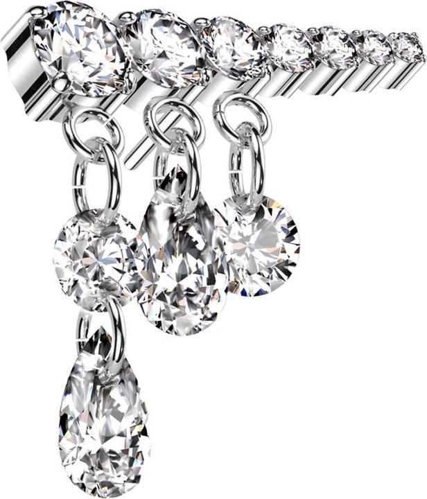 Actual product image Star Piercing Threadless silver seven crystals silver pendant three chains crystals silver right (without brass, Titanium G23)
