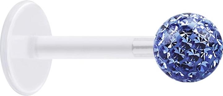 Produktbild Star Piercing Micro Labret transparent mit Kristallkugel hellblau und Epoxy Schutzschicht (ohne Messing, Chirurgenstahl 316L, Bioflex)