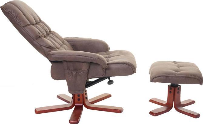 Produktbild Swisshandel24 Relaxsessel, Fernsehsessel Liegesessel TV-Sessel mit Hocker - Wildlederimitat braun
