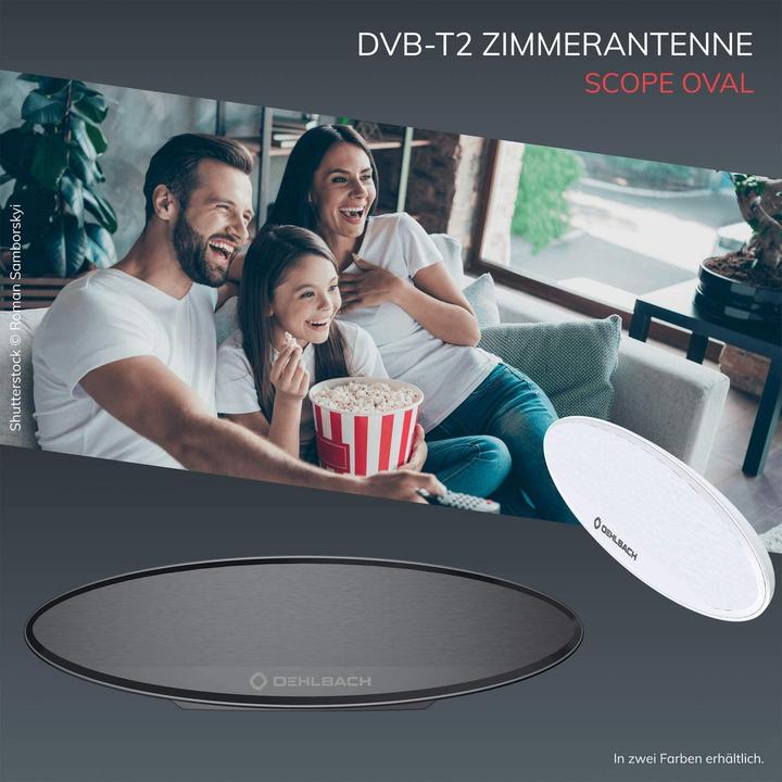 Produktbild Oehlbach Aktive DVB T/T2 Flachantenne Scope Oval T2 Antenne (Zimmerantenne, DVB-T / -T2)