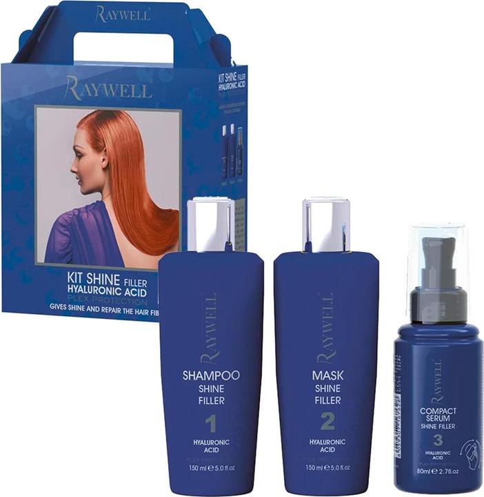 Raywell Set tratament pentru par Shine Filler Hyaluronic Acid, Toate tipurile de par, Sampon 150ml Masca 150 (Haarpflege set)