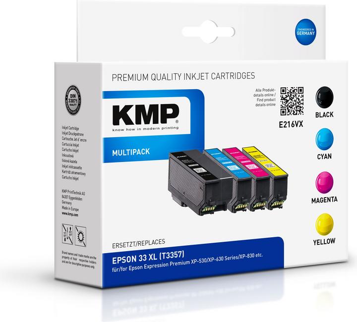 Actual product image KMP E216VX Multipack BK/PBK/CMY compatible with Epson T 3357 XL (M, FC, PBK, C, Y)