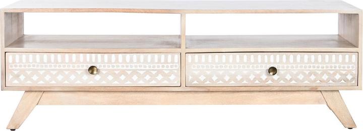 Actual product image DKD Home Decor TV furniture White Natural Mango wood 130 x 40 x 45 cm (130 x 40 x 45 cm)