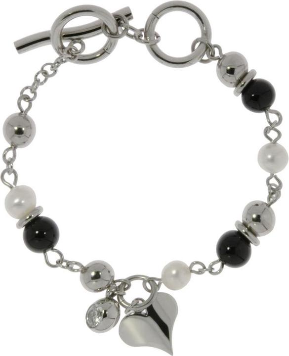 Bijouteria Armband (20 cm, Edelstahl, Synthetische Perle, PVD Beschichtung)