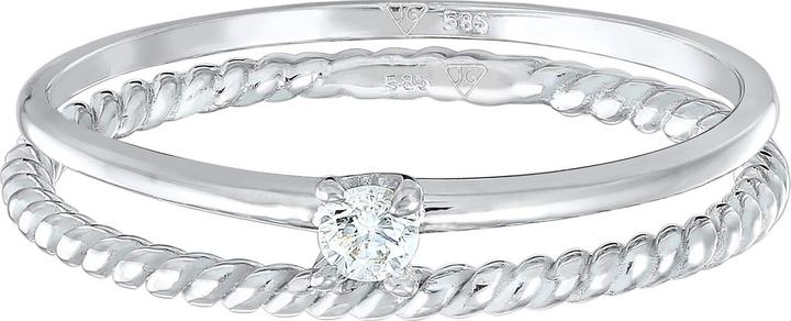 Produktbild Elli DIAMONDS Ring Diamant (0.06 ct) Solitär Bandring 585 Weissgold (58, 950 Palladium)