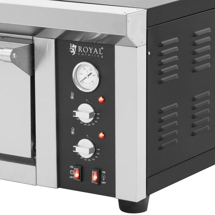 Actual product image Royal Catering Electric Pizza Oven - 4 x 33 cm - 1 chamber - 4200 W - fireclay brick - (Electric pizza oven)