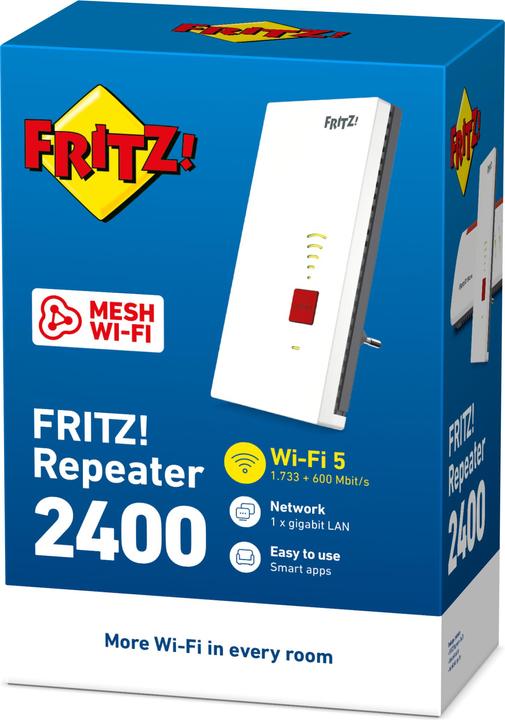 Produktbild AVM FRITZ!Repeater 2400 WLAN Mesh CH (1733 Mbit/s, 600 Mbit/s)