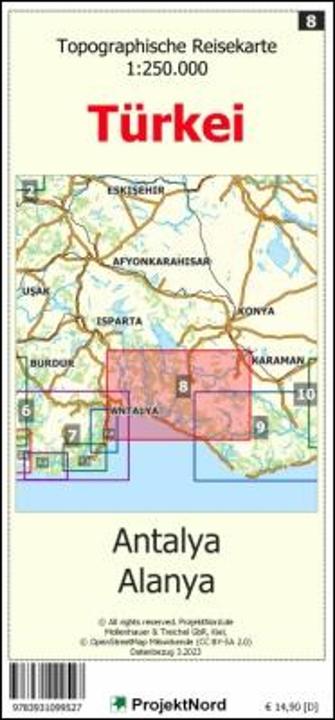 Image du produit Antalya - Alanya - Carte topographique 1:250.000 Turquie (feuille 8)
