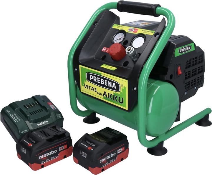 Immagine prodotto Prebena VITAS 100-AKKU Compressore 18 V 5 l 8 bar CAS Brushless + 2x batteria ricaricabile 10.0 Ah + (8 bar, 5 l)