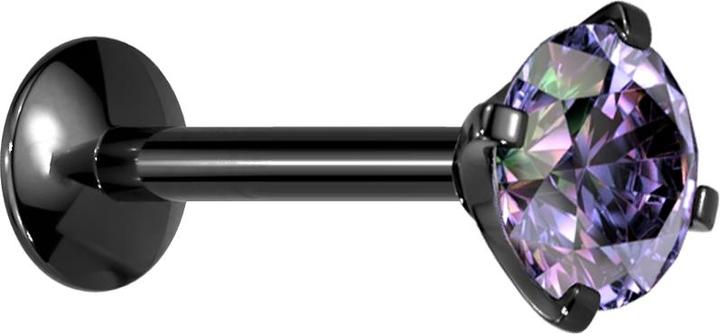 Immagine prodotto Star Piercing Micro labret a filo interno UFO nero con set di cristalli scuri multicolore (senza ottone, Titanio G23)