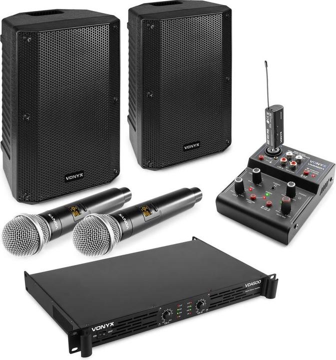 Vonyx Karaoke -Set für Erwachsene - Komplettes Karaoke -Set - mit 2x leistungsstarken Lautsprechern (Aktiv)