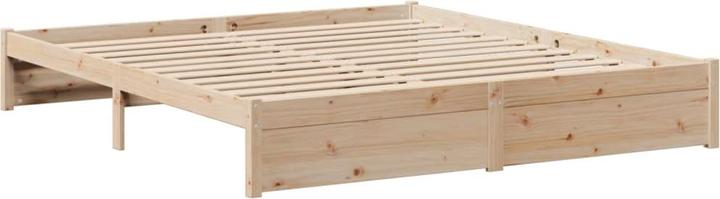 Produktbild VidaXL Massivholzbett Holzbett Bett Doppelbett mit Regal ohne Matratze 200x200cm (200 x 200 cm)