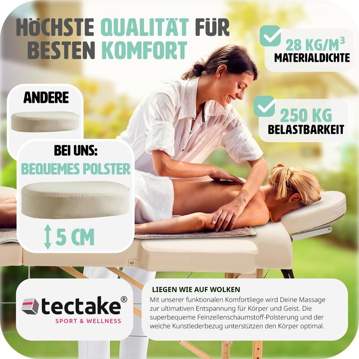 Produktbild tectake 2 Zonen Massageliege-Set Freddi mit 5cm Polsterung, Rollen und Holzgestell