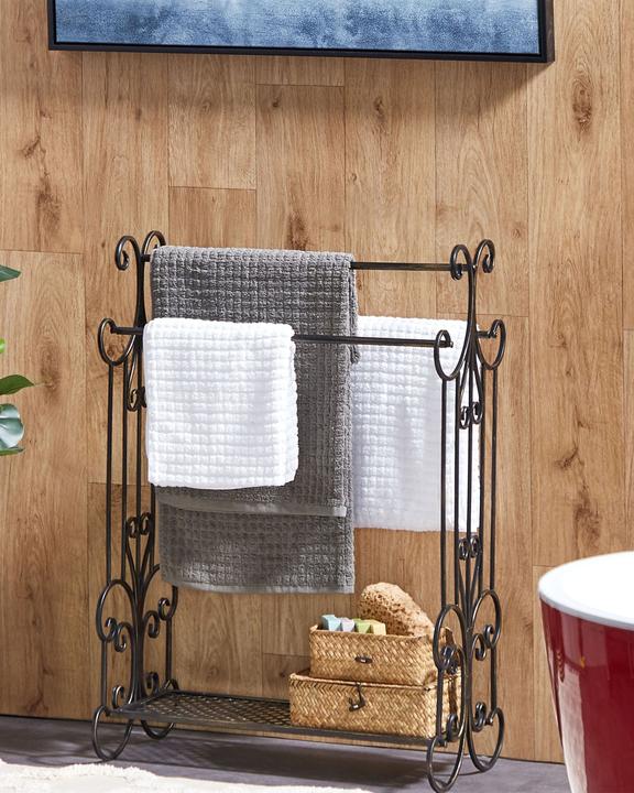 Image du produit Beliani Porte-serviettes aspect antique noir 60 x 90 cm sur pied 3 bras GLADIS