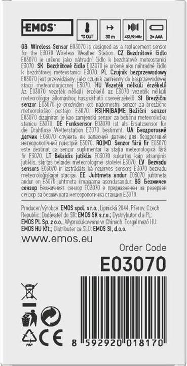 Produktbild Emos Drahtloser Sensor für Wetterstation E3070