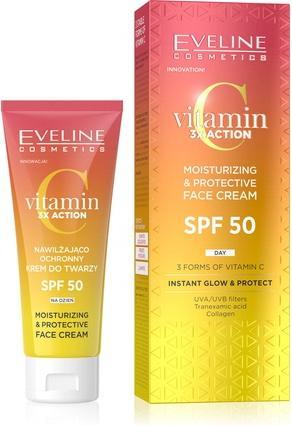 Immagine prodotto Eveline Vitamina C 3xAction Nawilżająco - Ochronny Krem do twarzy SPF50 na dzień 30ml (Crema solare, SPF 50, 30 ml)