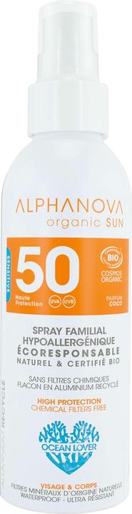 Alphanova SUN Spray Familien Bio SPF50+ hypoallergen Rezyklierte Alu-Flasche (Sonnenspray, SPF 50, 150 g)