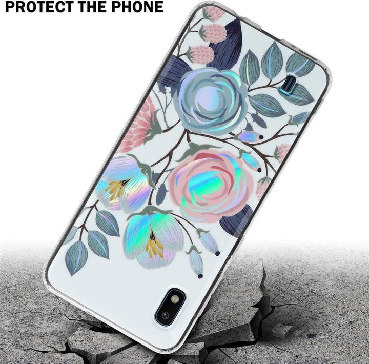 Actual product image Cadorabo IMD TPU Colorful Flowers & Leaves Cover (Samsung Galaxy A10, HTC One M10)