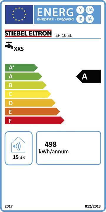 Energie-Label Stiebel Eltron SH 10 SL, Übertischboiler 10 l mit Stecker, 2 kW, druckfest, stufenlose Temperaturwahl