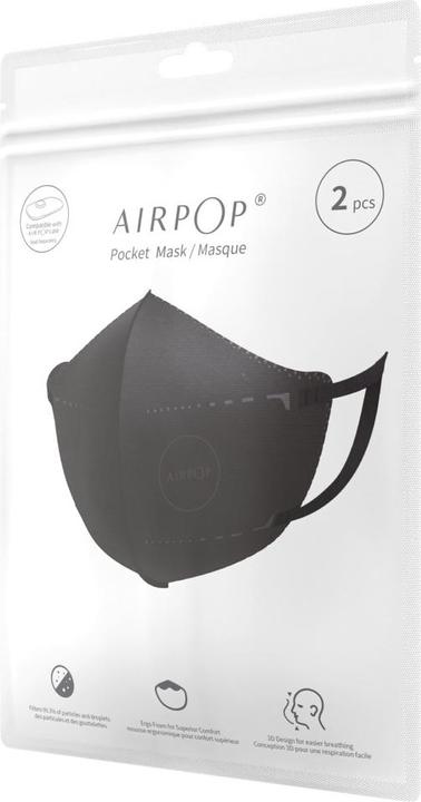 Produktbild AirPop Face Mask Pocket 2pcs (Black) (2 x)