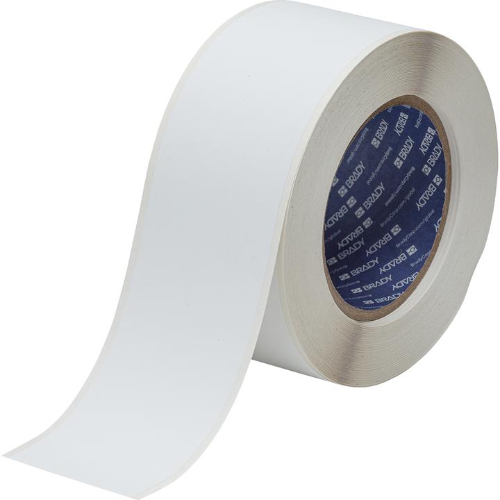 Actual product image Brady J50C-2250-2581, vinyl, white, 57.15 mm x 30.48 m, removable, continuous