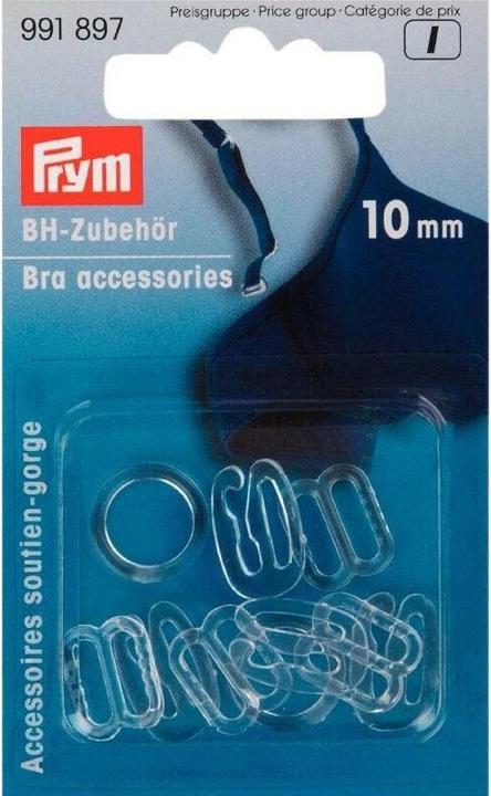 Prym BH-Zubehör, transparent 10 mm, Karte 10 Stk., Kunststoff