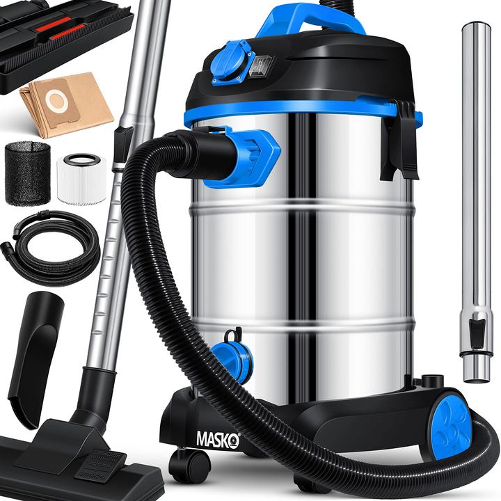 Image du produit Masko Aspirateur industriel 1800Watt en bleu (Aspirateur eau et poussière)