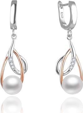 Actual product image Beneto Luxury bicolour earrings with real pearls AGUC2676P (L)