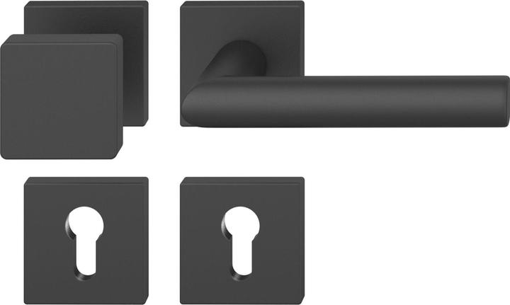 FSB Interchangeable set 12 1076 ASL on square rose PZ, fixed knob, black matt (Door set)