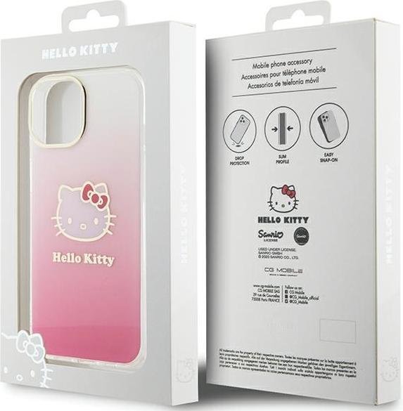 Immagine prodotto Hello Kitty HKHCP15SHDGKEP iPhone 15 6.1 różowy/rosa custodia rigida IML Gradient Electrop Kitty Head (Apple iPhone 15)