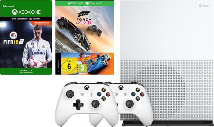 Image du produit Microsoft Xbox One S 500GB, FH3 & Hot Wheels + FIFA 18 (ESD) + 2x contrôleurs