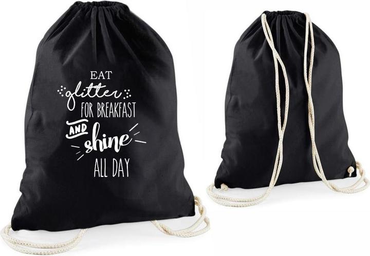 4you Design Statement-Tragebeutel Eat glitter for breakfast and shine all day schwarz