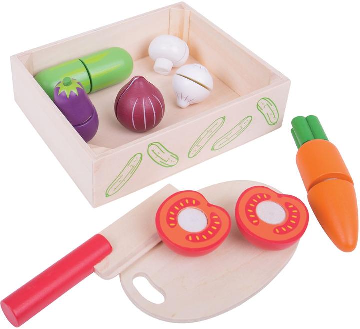 Bigjigs Caisse en bois avec des légumes coupés