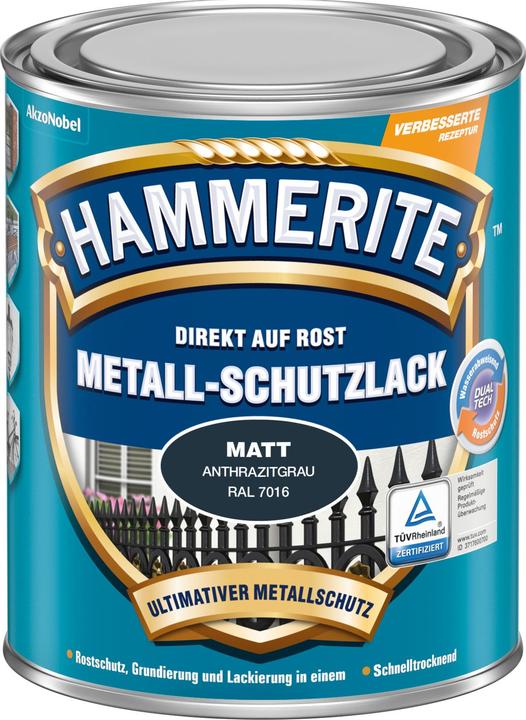 Image du produit Hammerite Peinture de protection pour métal gris anthracite mat 2,5 l (2500 ml, Gris anthracite)