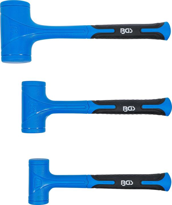 Actual product image BGS Soft-face mallet set | non-rebound | Ø 47 / 55 / 65 mm | 450 / 765 / 1275 g | 3 pcs. (3030 g)