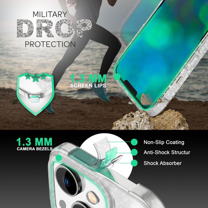 Actual product image Nalia Clear glitter silicone cover (Apple iPhone 14)