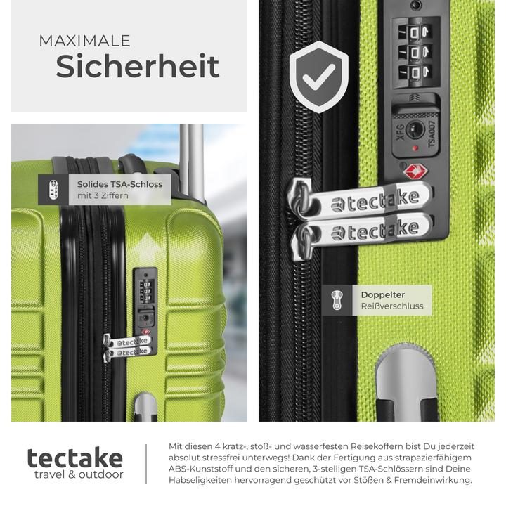 Produktbild tectake Hartschalenkofferset (106 l, Handgepäck (bis 50l), M (50 - 90l), L (90 - 115l))