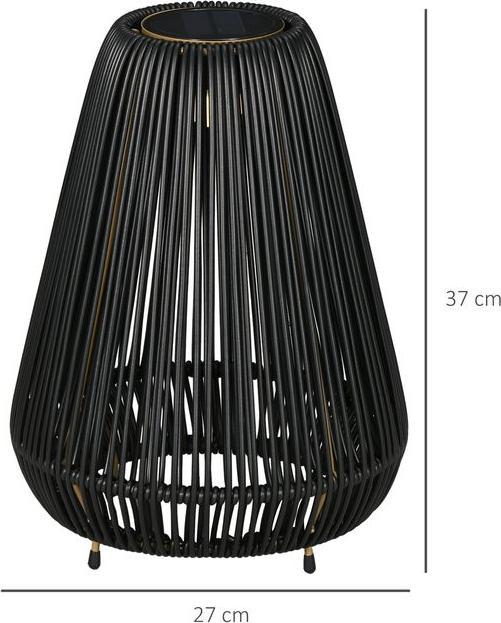 Produktbild Swisshandel24 Solarleuchte Rattan, wasserdichte Wegleuchte mit Lichtsensor, Automatische LED Gartenlampe, Schwarz (IP44)