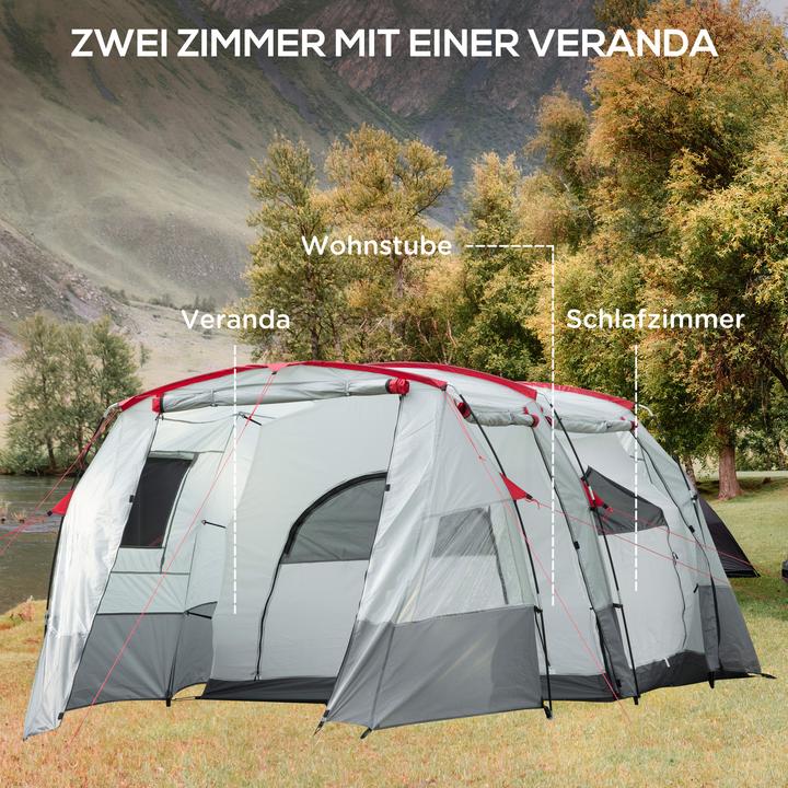 Actual product image Outsunny Camping tent with ground spikes, tensioning ropes and carrying bag (Tunnel tent, 8.50 kg, 8 persons)