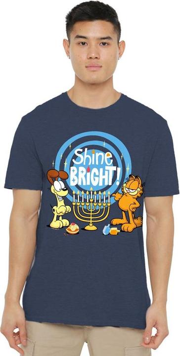 Actual product image Garfield Unisex Adult Shine Bright For Hanukkah Odie T-Shirt (L)