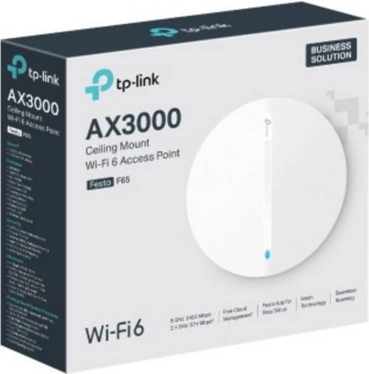 Actual product image TP-Link Festa F65 Access Point AX3000 WiFi 6, free cloud management, 802.3at PoE or 48V pass (2402 Mbit/s)